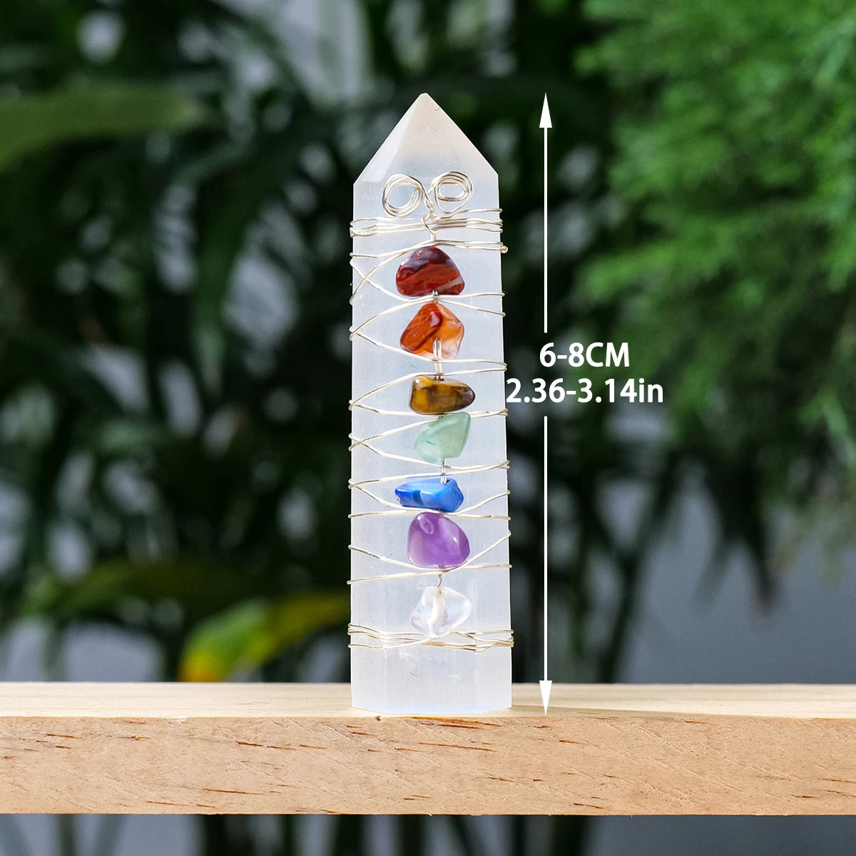 1PC Natural White Selenite Column Crystal Point Seven Chakras Crystal Chips Healing Stone Crystal Crafts Home Decoration