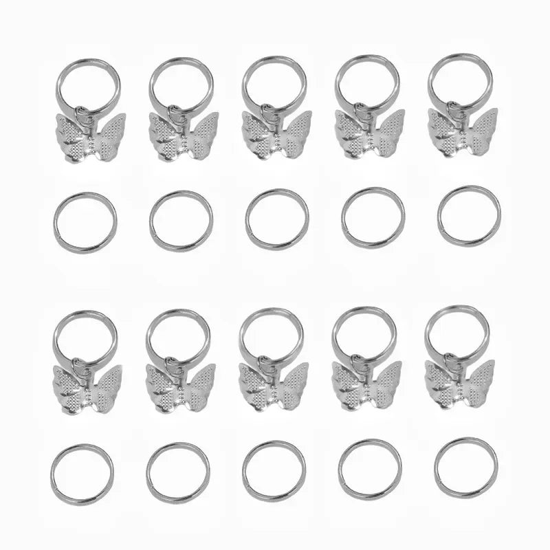 20pcs Boho Butterfly Hair Ring Dreadlocks Beads Hair Braid Rings Clips Dread Locks Hair Braiding Accessories