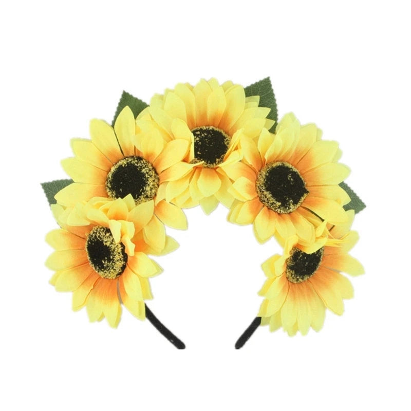 Adjustable Flower Shape Hair Hoop Realistic Sunflower Headband Carnival Party Girls Bohemian Style Styling Headband