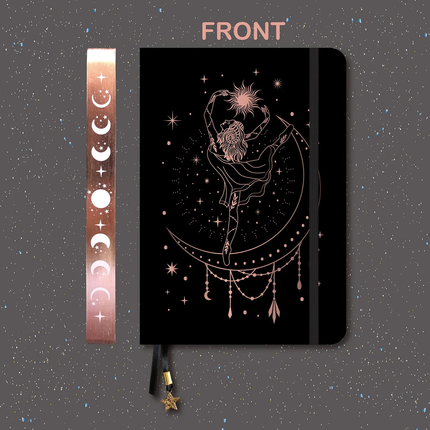 My Girl Dance 180GSM Bamboo Paper Bullet Dotted Journal Dot Grid Notebook ROSE GOLD Edges And Engrave MOONS BUJO Lovers