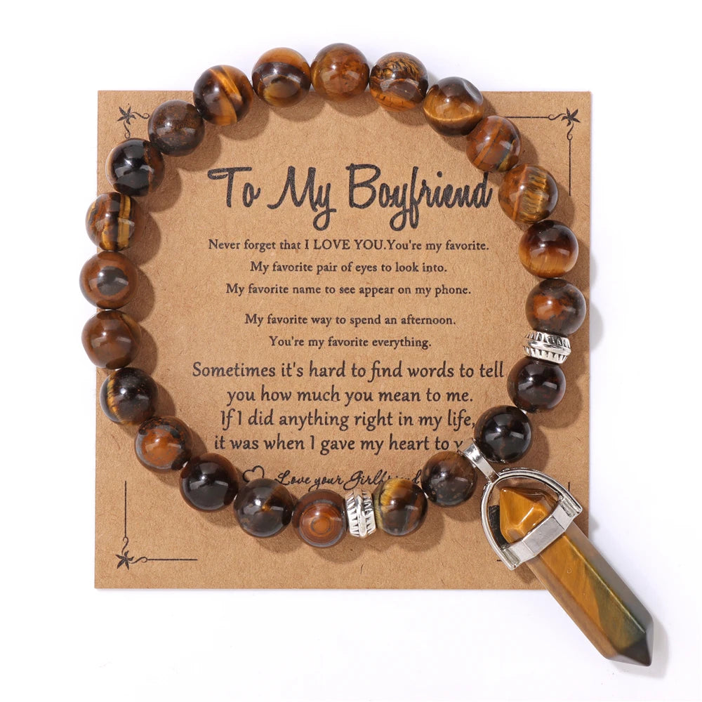 Fashion Tiger Eye Beaded Bracelet Natural Stone Stretch Bracelet With Different Blessings Women Men Protection Spiritual Jewelry