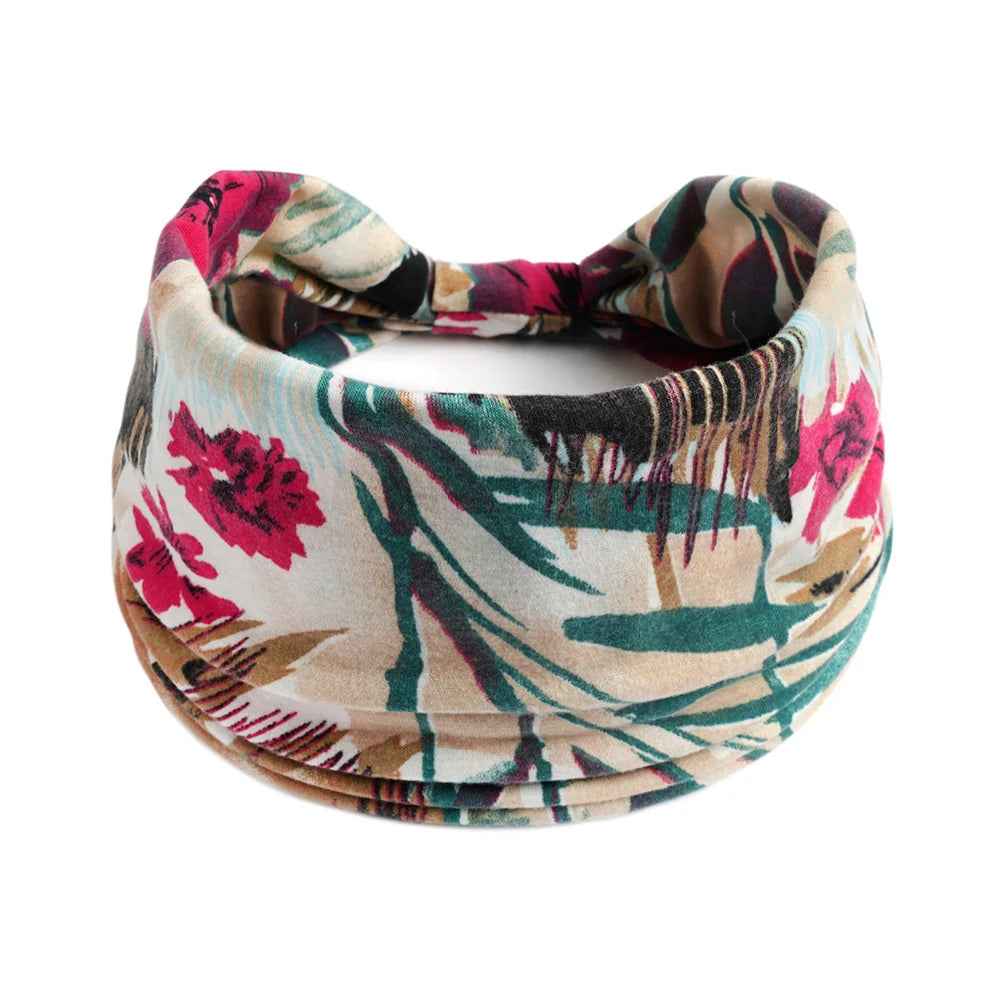 Bohemian Style Elastic Hair Bands Yoga Headband Women Headwear Print Vintage Cross Unisex Scrunchies Hair Accessories
