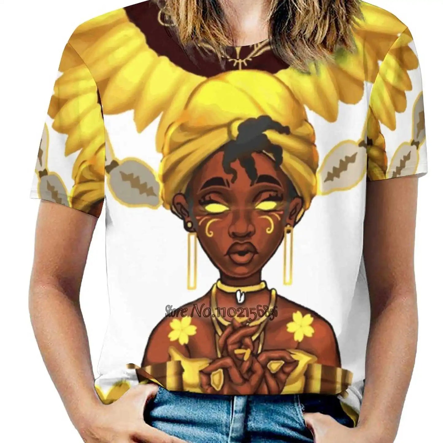 Oshun Vibes Sexy T-Shirt Casual Tops Pullover Ladies Top Back Lacing T Shirts Oshun African Orisha Orisa Sunflowergang Pan