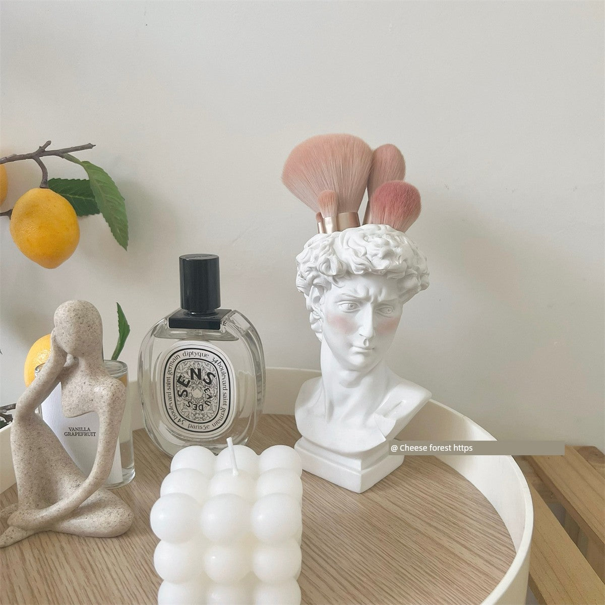 INS Style David Statue Flower Holder Desktop Decoration Makeup Brush Storage Pen Holder Vase Art Vase Photo Props