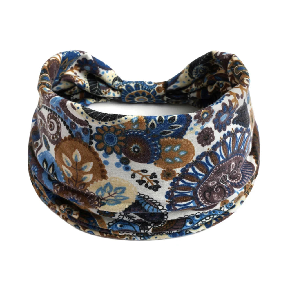 Bohemian Style Elastic Hair Bands Yoga Headband Women Headwear Print Vintage Cross Unisex Scrunchies Hair Accessories