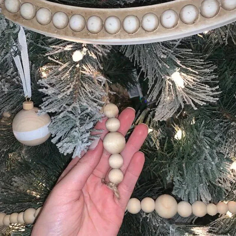 5pcs Wood Bead Ornaments rustic wedding modern farmhouse boho minimalist Christmas Holiday Xmas Tree home table decoration gift