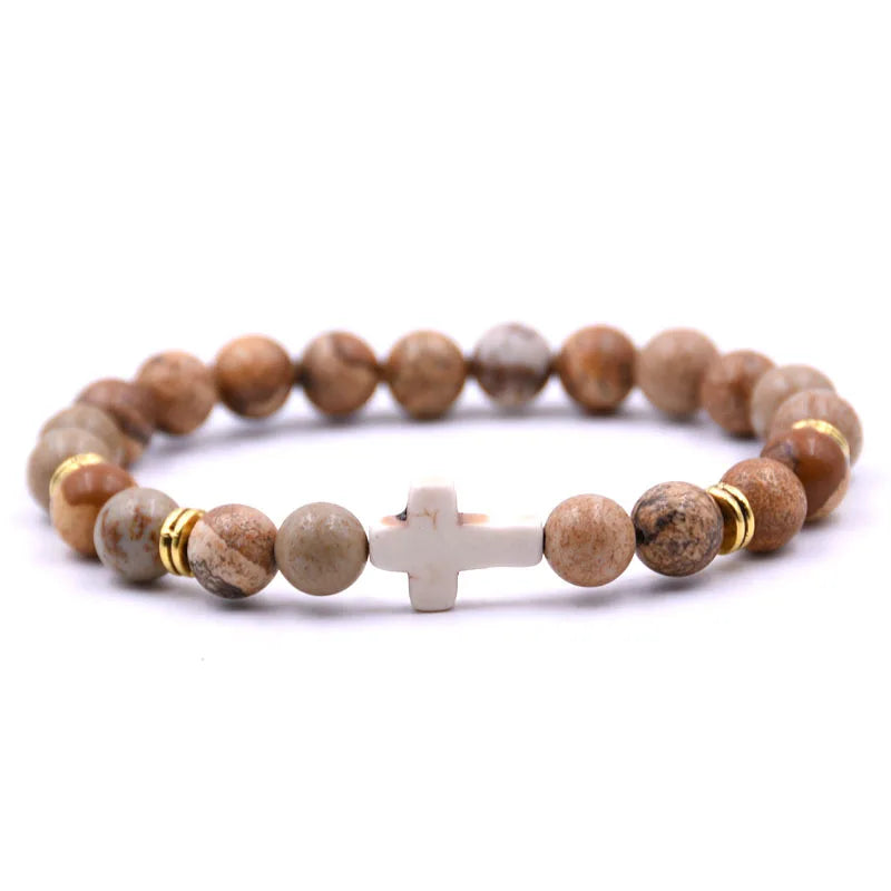 New Fashion Women's Creative Colorful Volcanic Stone Cross Crystal Bracelet Festival Lover DIY Charm Jewelry Foot Chain Gift