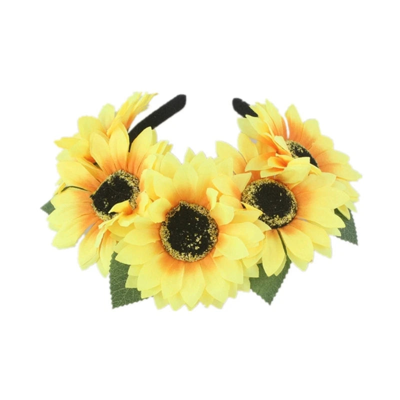 Adjustable Flower Shape Hair Hoop Realistic Sunflower Headband Carnival Party Girls Bohemian Style Styling Headband