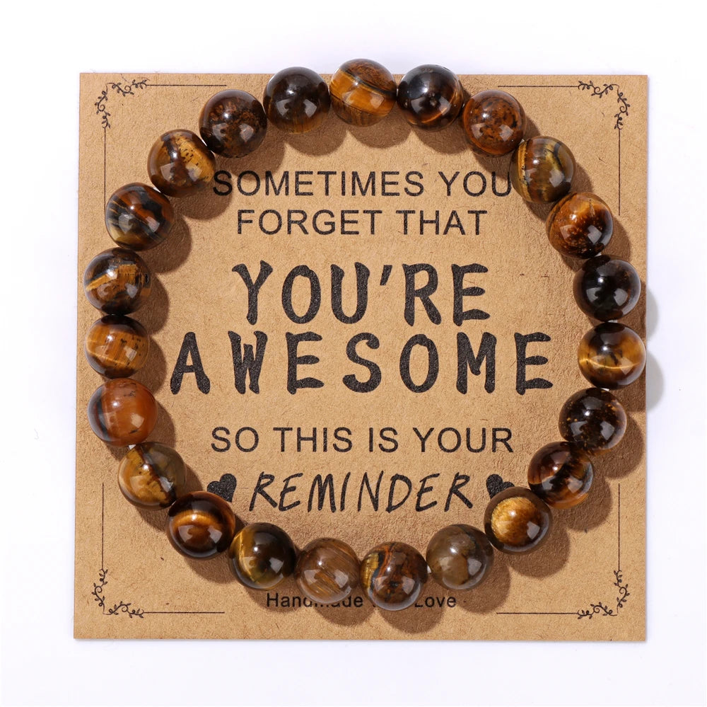 Fashion Tiger Eye Beaded Bracelet Natural Stone Stretch Bracelet With Different Blessings Women Men Protection Spiritual Jewelry