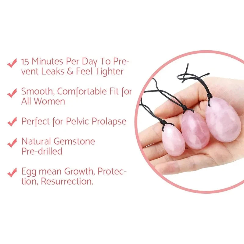 3pc/4pc Yoni Egg Women Kege Exercise Ball Set Natural Jade Stone Yoni Wand Train Pelvic Muscles Vaginal Massage Wellness Health