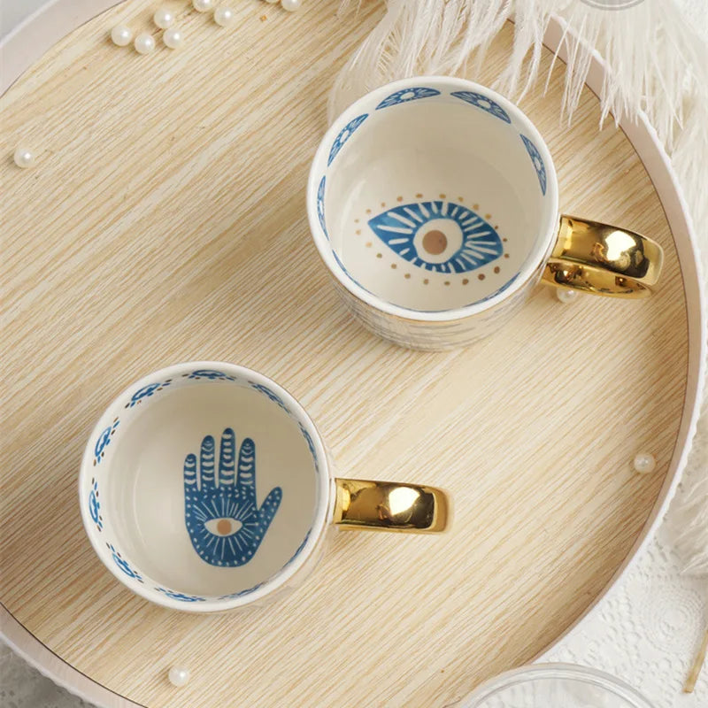 Ceramic Eye or Hand Mark Round Plate Creative Decal Jewelry Dish Home Furnishings Cutlery Saucer  Afternoon Tea Dessert Salver