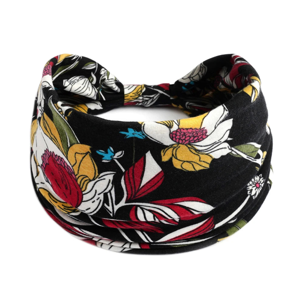 Bohemian Style Elastic Hair Bands Yoga Headband Women Headwear Print Vintage Cross Unisex Scrunchies Hair Accessories