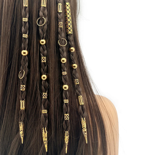 102pcs boho Hollow Braids Hair Rings Metal Dreadlock Hair Cuff Pins Different Length Hair Barrettes For Women  Hair Accessories