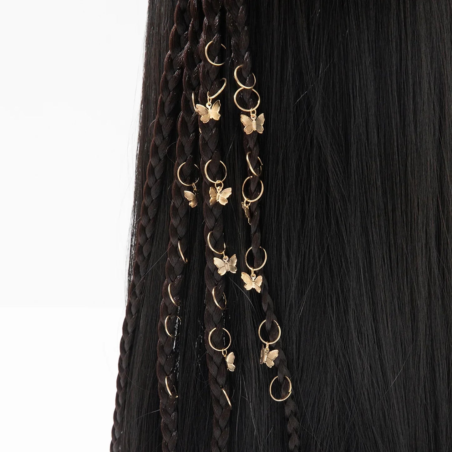 20pcs Boho Butterfly Hair Ring Dreadlocks Beads Hair Braid Rings Clips Dread Locks Hair Braiding Accessories