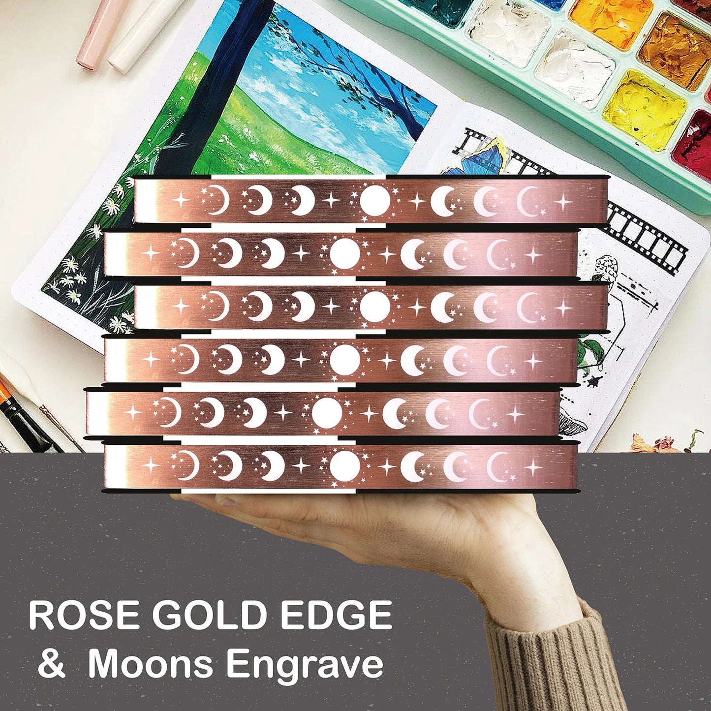 My Girl Dance 180GSM Bamboo Paper Bullet Dotted Journal Dot Grid Notebook ROSE GOLD Edges And Engrave MOONS BUJO Lovers