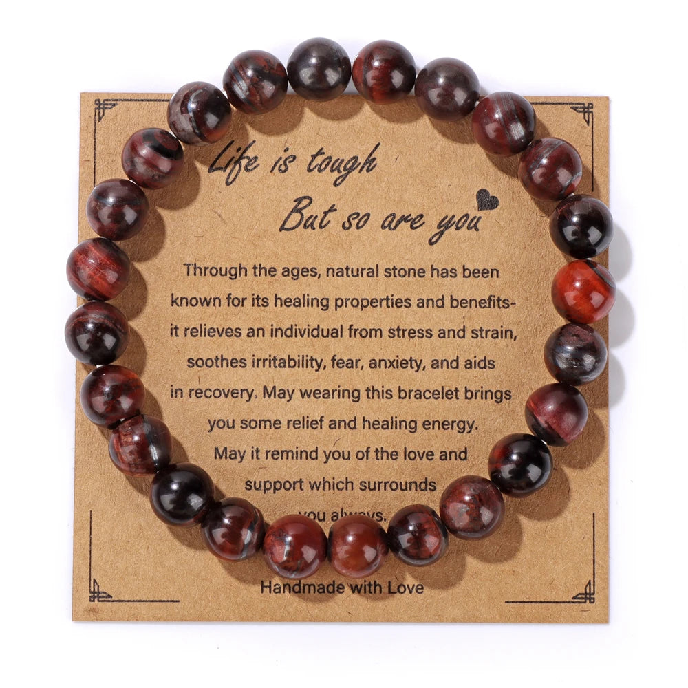 Fashion Tiger Eye Beaded Bracelet Natural Stone Stretch Bracelet With Different Blessings Women Men Protection Spiritual Jewelry
