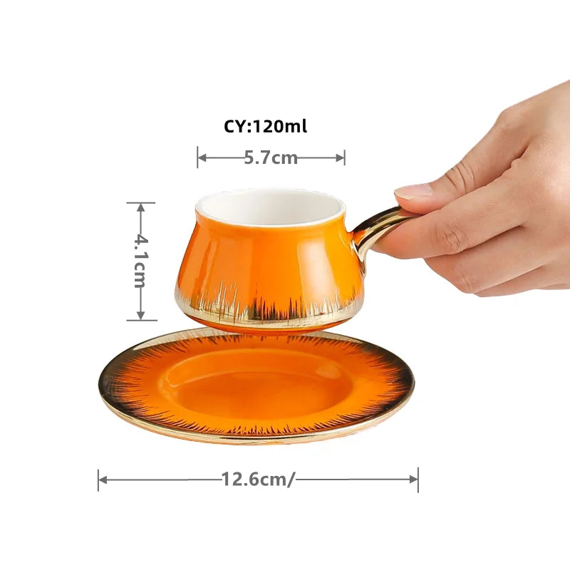 Turkish coffee set coffee cups with saucer high-grade coffee tea cup set coffee dishes Ceramic coffee cup set for 6 people
