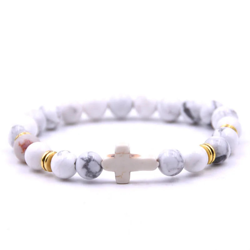 New Fashion Women's Creative Colorful Volcanic Stone Cross Crystal Bracelet Festival Lover DIY Charm Jewelry Foot Chain Gift