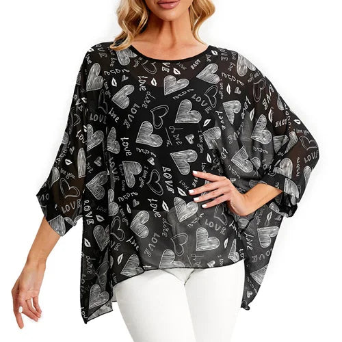 BHflutter Blouse Plus Size 2022 New Batwing Casual Summer Blouse Women Boho Chiffon Shirt Top Shirt Women