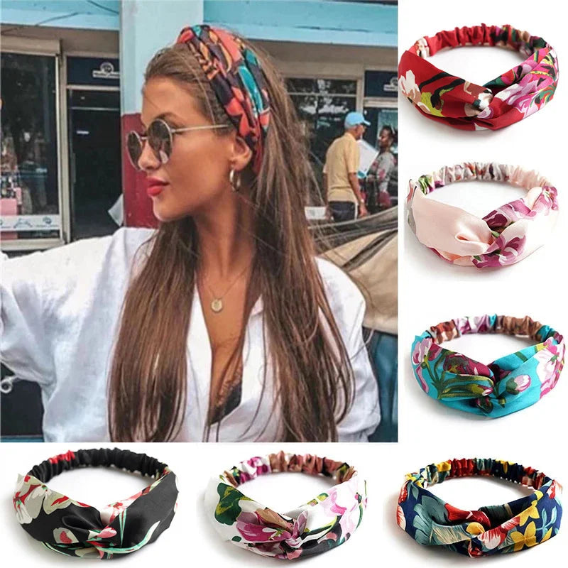 2022 New Fashion Women Summer Style Headbands Bohemian Girl Cross Turban Bandage Bandanas Hairbands Headwear Hair Accessories