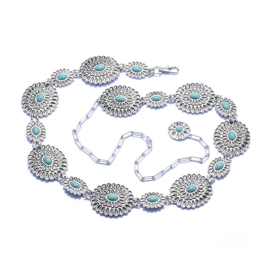 2024 New Indian Silver Plated Vintage Body Belly Chains Women Boho Ethnic Statement Long Waist Chain Necklace Waistband Jewelry