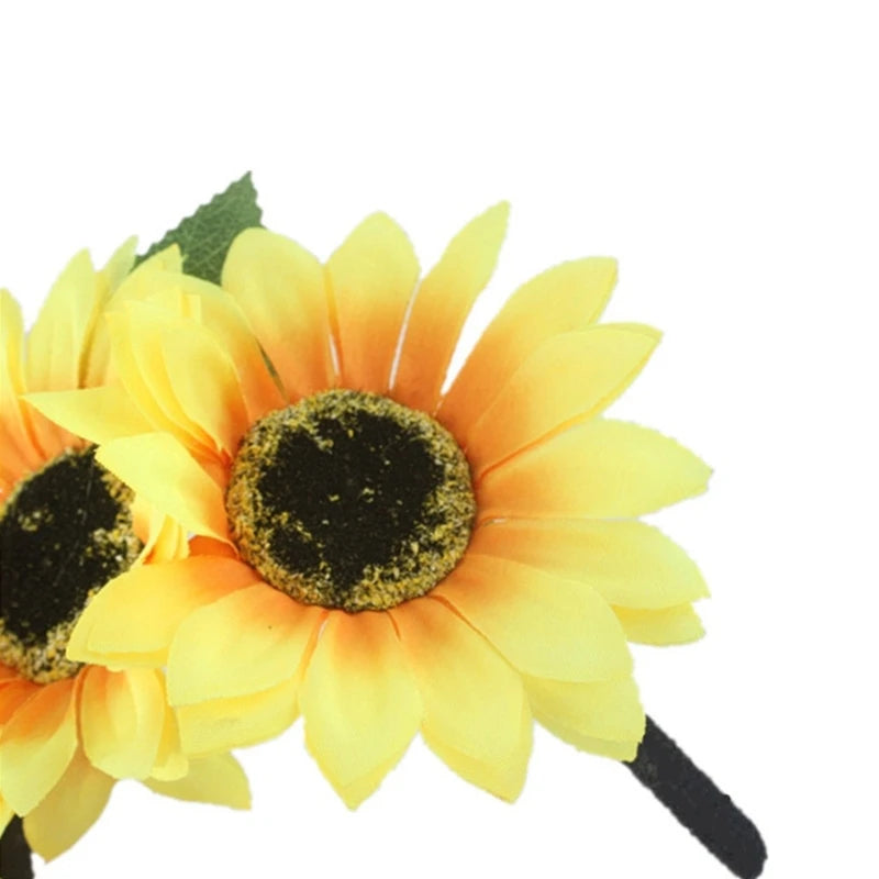 Adjustable Flower Shape Hair Hoop Realistic Sunflower Headband Carnival Party Girls Bohemian Style Styling Headband