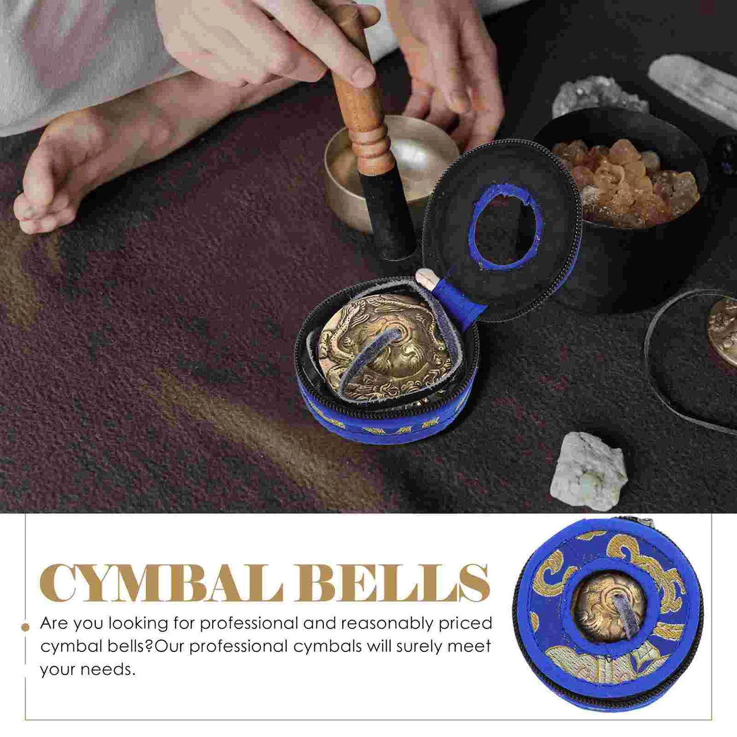 Pure Copper Bell Meditation Cymbal Bells for Religious Ceremony Yoga Cymbals Percussion Instrument Ring Chime