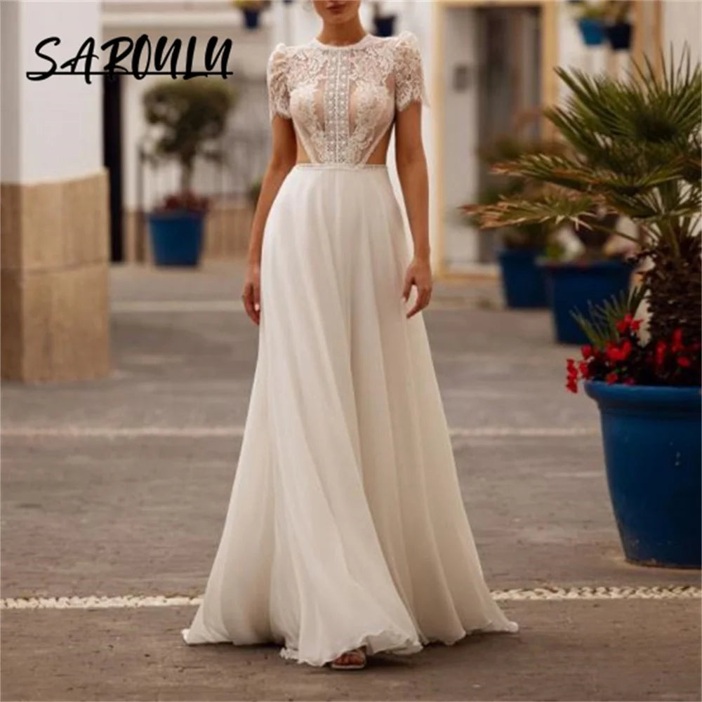 With Jacket Lace Chiffon Long Bride Dresses Spaghetti Straps A Line Boho Wedding Dresses For Women 2024 Custom Made Robe De Mari