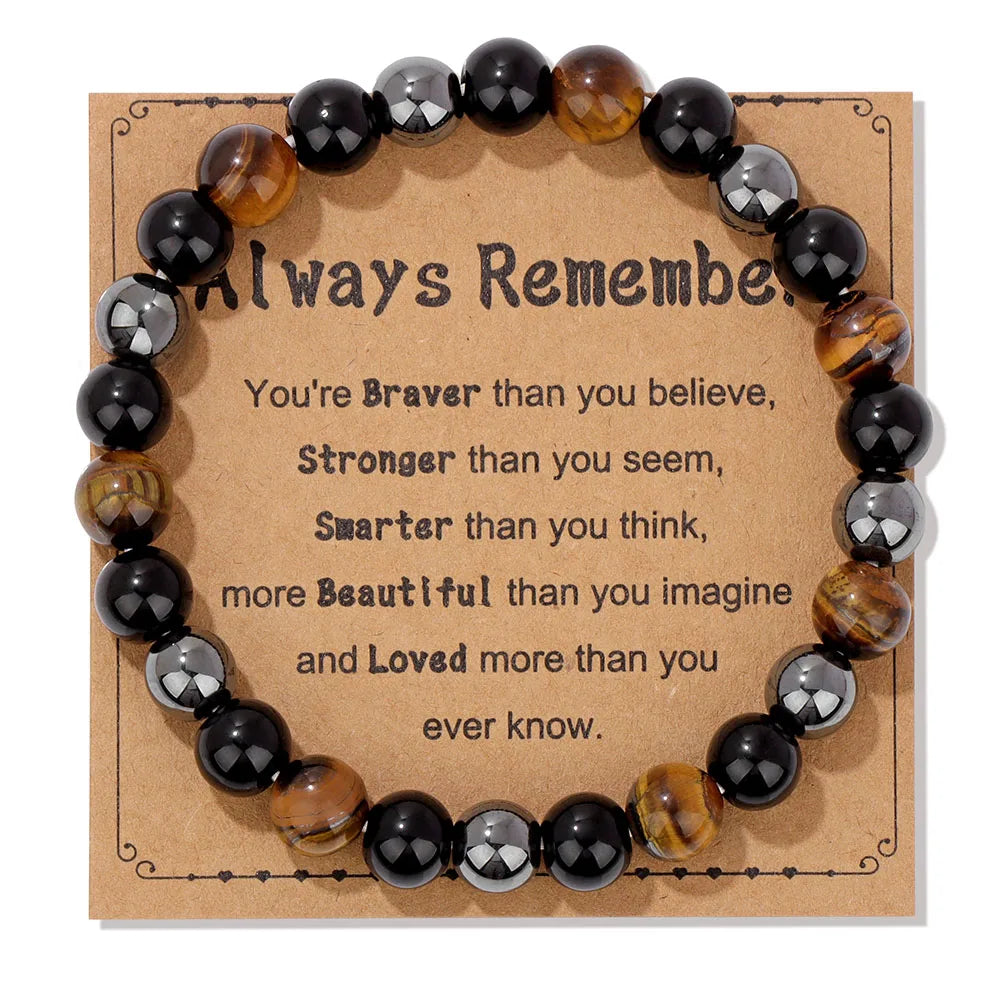 Fashion Tiger Eye Beaded Bracelet Natural Stone Stretch Bracelet With Different Blessings Women Men Protection Spiritual Jewelry