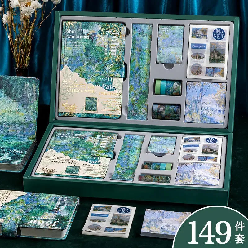 Oil Painting Notebook Gift Box Set Hardcover Magnetic Buckle Notebook Diary Book for Journals Planner Kawaii Stationery