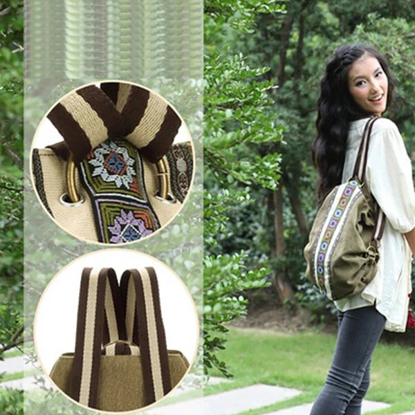 Tribal Ethnic Canvas Womens Backpack Pouch Hippie Shoulder Bag Girls Boho Rucksack