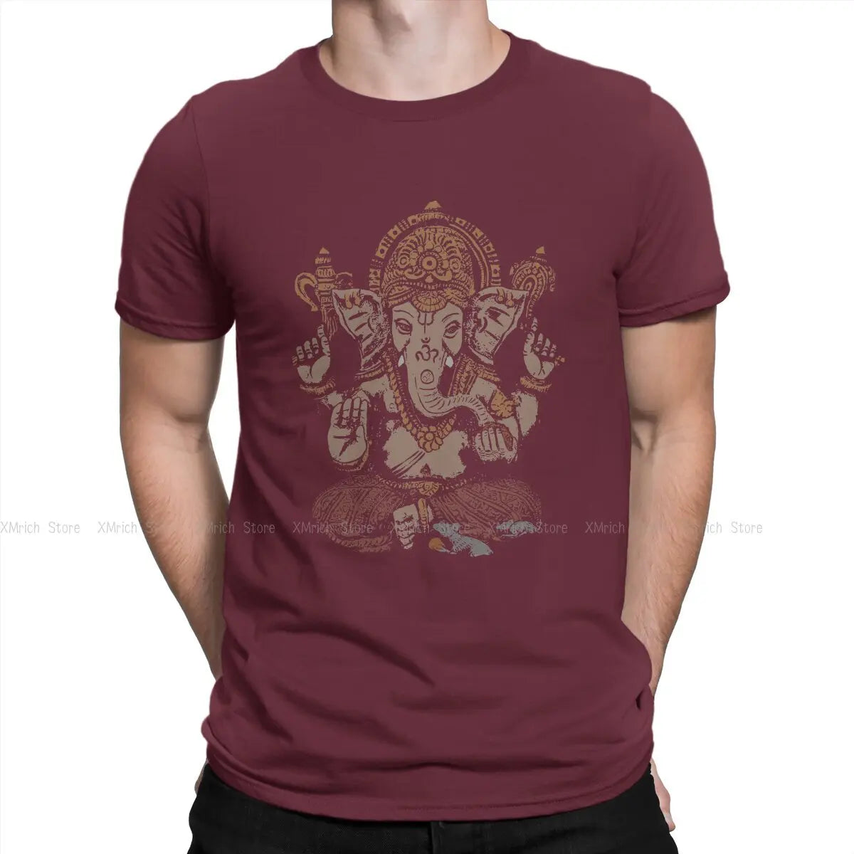 Men's T-Shirts Ganesha 3D Novelty Cotton Tees Short Sleeve Shiva Hindu God India Lingam T Shirts Round Neck Clothes Summer