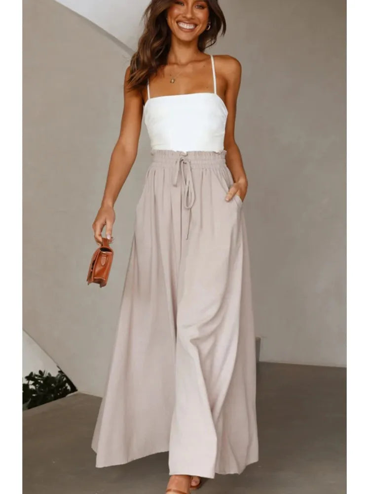 Women's Boho Pant Casual High Waist Loose Sweatpants Trousers Capris Wide Leg Pants Skirt Fashion Women Clothes Pantalones Mujer