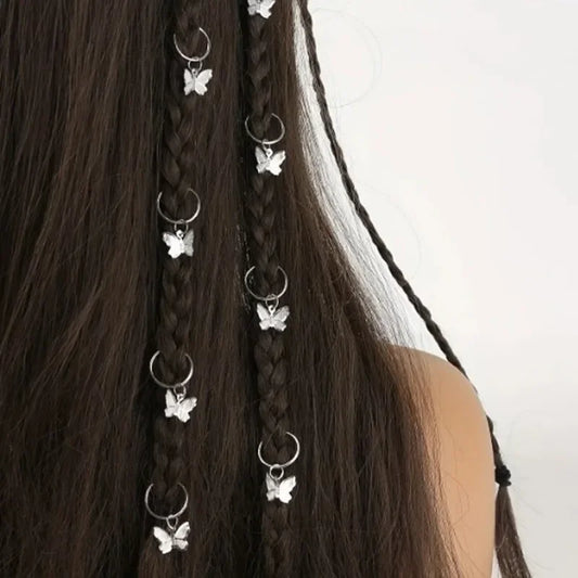 5-20pcs Boho Butterfly Hair Ring Dreadlocks Beads Hair Braid Rings Clips Dread Locks Hair Braiding Accessories