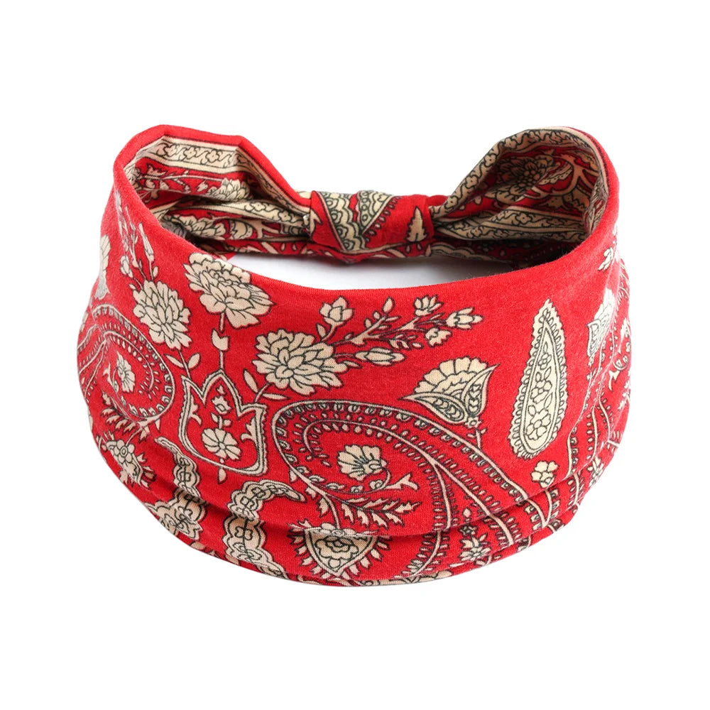 Bohemian Style Elastic Hair Bands Yoga Headband Women Headwear Print Vintage Cross Unisex Scrunchies Hair Accessories