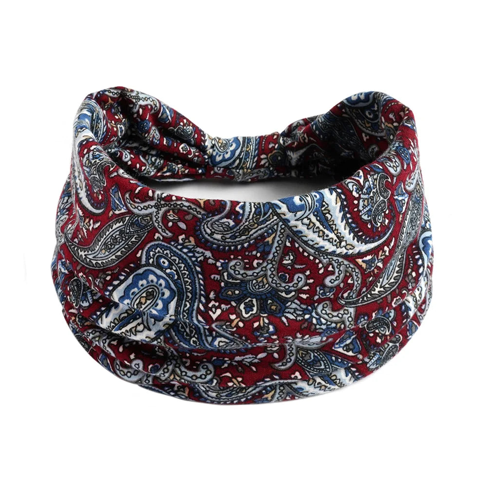 Bohemian Style Elastic Hair Bands Yoga Headband Women Headwear Print Vintage Cross Unisex Scrunchies Hair Accessories