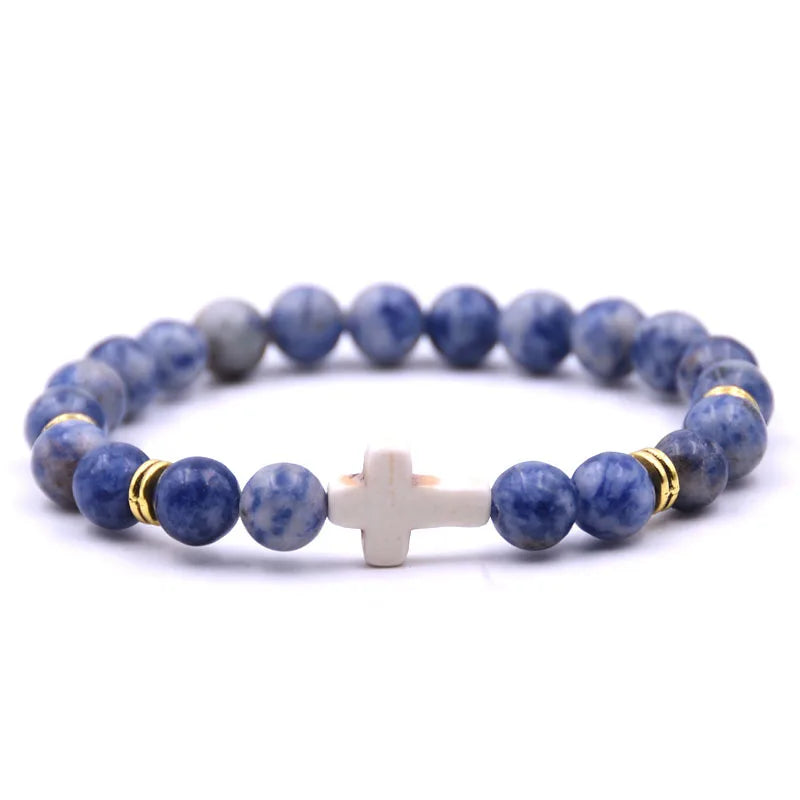 New Fashion Women's Creative Colorful Volcanic Stone Cross Crystal Bracelet Festival Lover DIY Charm Jewelry Foot Chain Gift