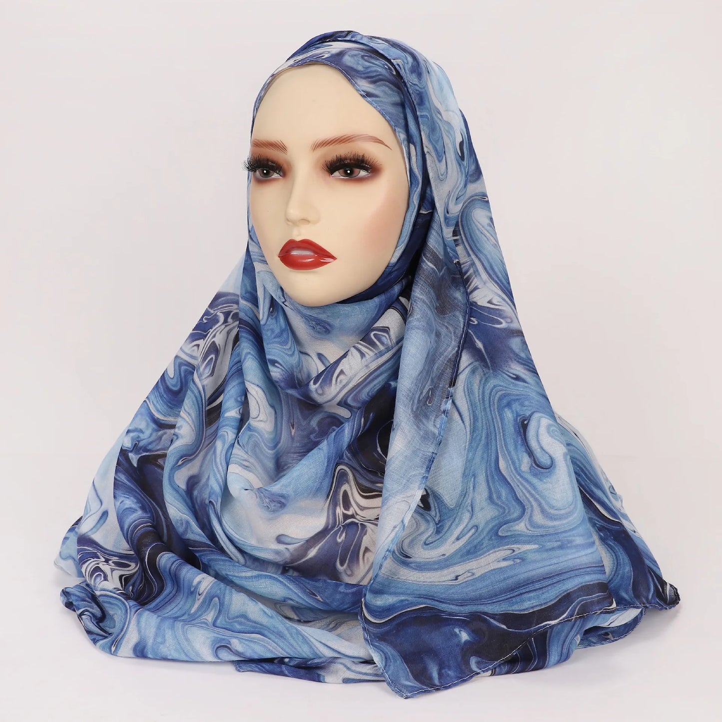 1Pcs Islam Ramadan Watercolor Print Hijab Women Bohemian Soft Muslim Hijabs Foulard Femme Shawl Wrap Scarf Headscarf
