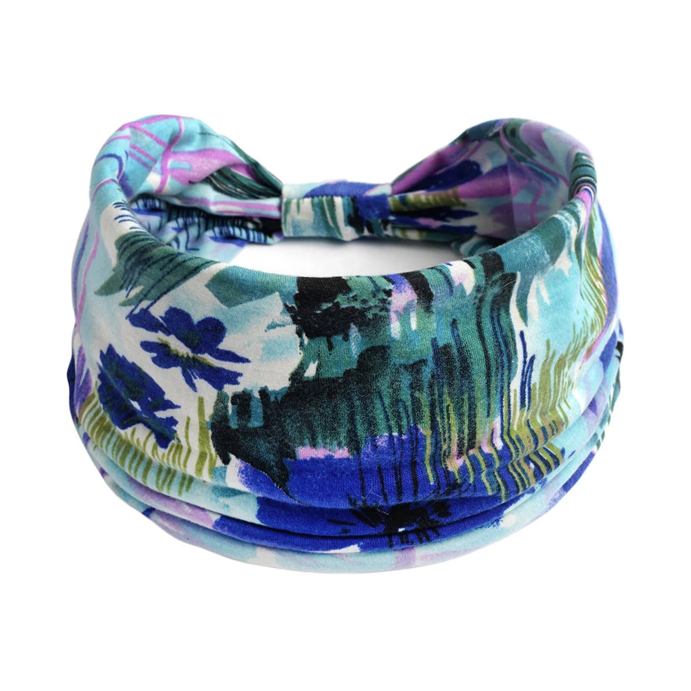 Bohemian Style Elastic Hair Bands Yoga Headband Women Headwear Print Vintage Cross Unisex Scrunchies Hair Accessories
