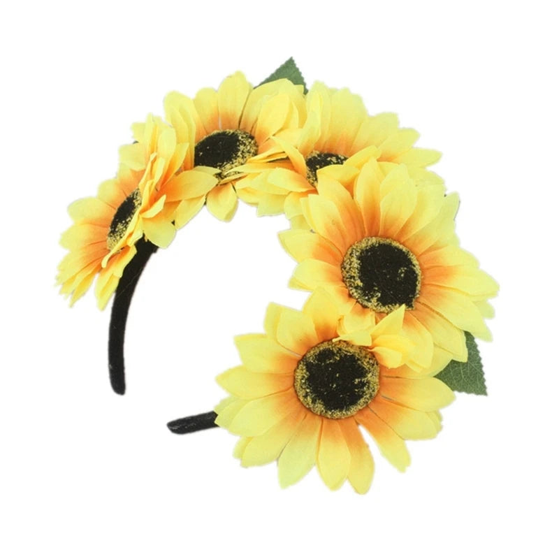 Adjustable Flower Shape Hair Hoop Realistic Sunflower Headband Carnival Party Girls Bohemian Style Styling Headband