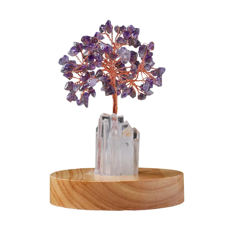 Natural Energy Amethyst Tree Night Light Holder Lrregular Room Decoration Healing Ornament Collection Headlamp Reiki Gift