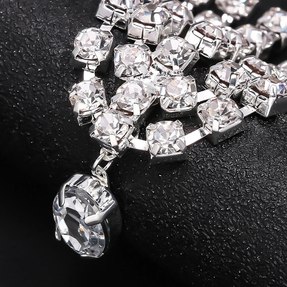 Bridal Multilayer Head Chain Headpiece Indian Hair Accessories Boho Fashion Water Drop Rhinestone Forehead Chain Cap for Women