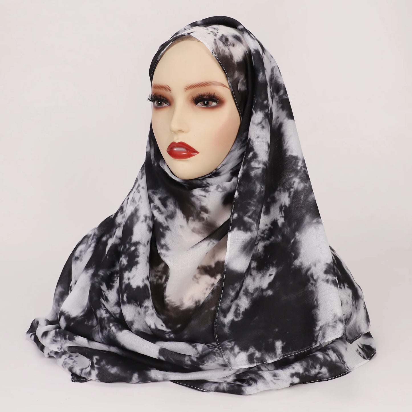 1Pcs Islam Ramadan Watercolor Print Hijab Women Bohemian Soft Muslim Hijabs Foulard Femme Shawl Wrap Scarf Headscarf