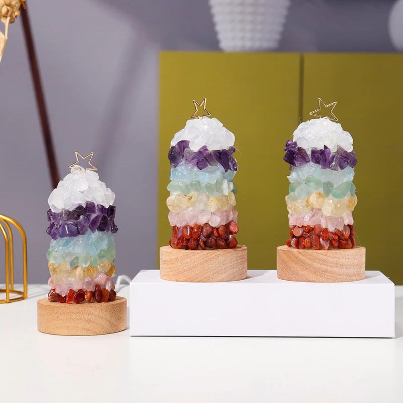 Creative Handmade Natural Colorful Crystal Gravels Night Light Amethyst Clear Quartz Cute Christmas Kids Gift Bedroom Decoration
