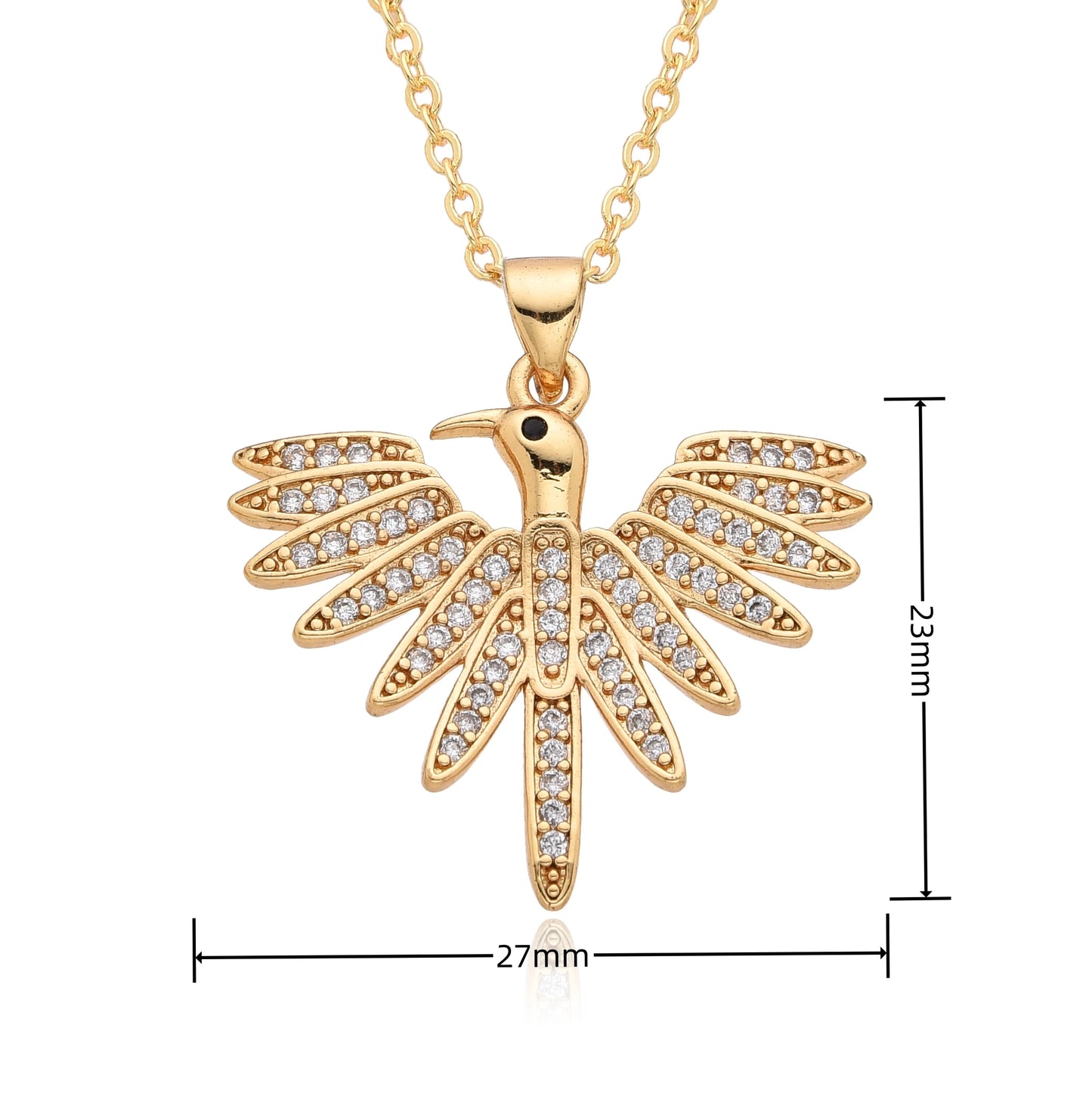 Gold Color Holy Spirit Eagle Charms Cubic Zirconia Necklace for Women/Men CZ Choker Chain Pendant DIY Jewelry Accessories Gift