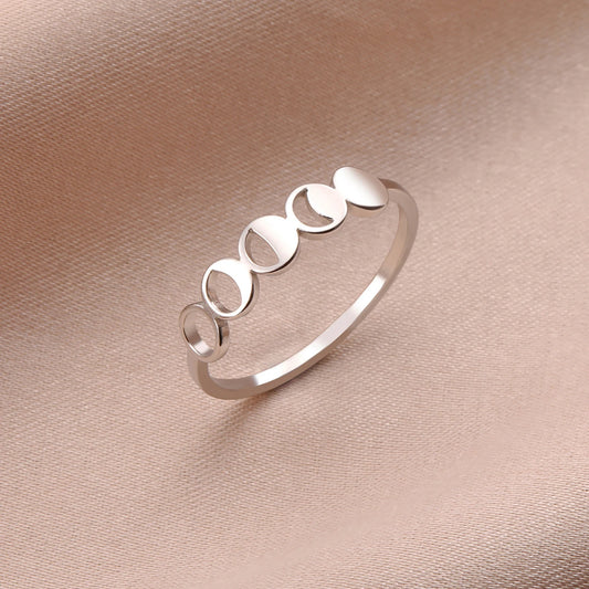 Skyrim Moon Phase Ring Stainless Steel Witch Amulet Finger Rings Fashion Celestial Jewelry Birthday Gift for Women