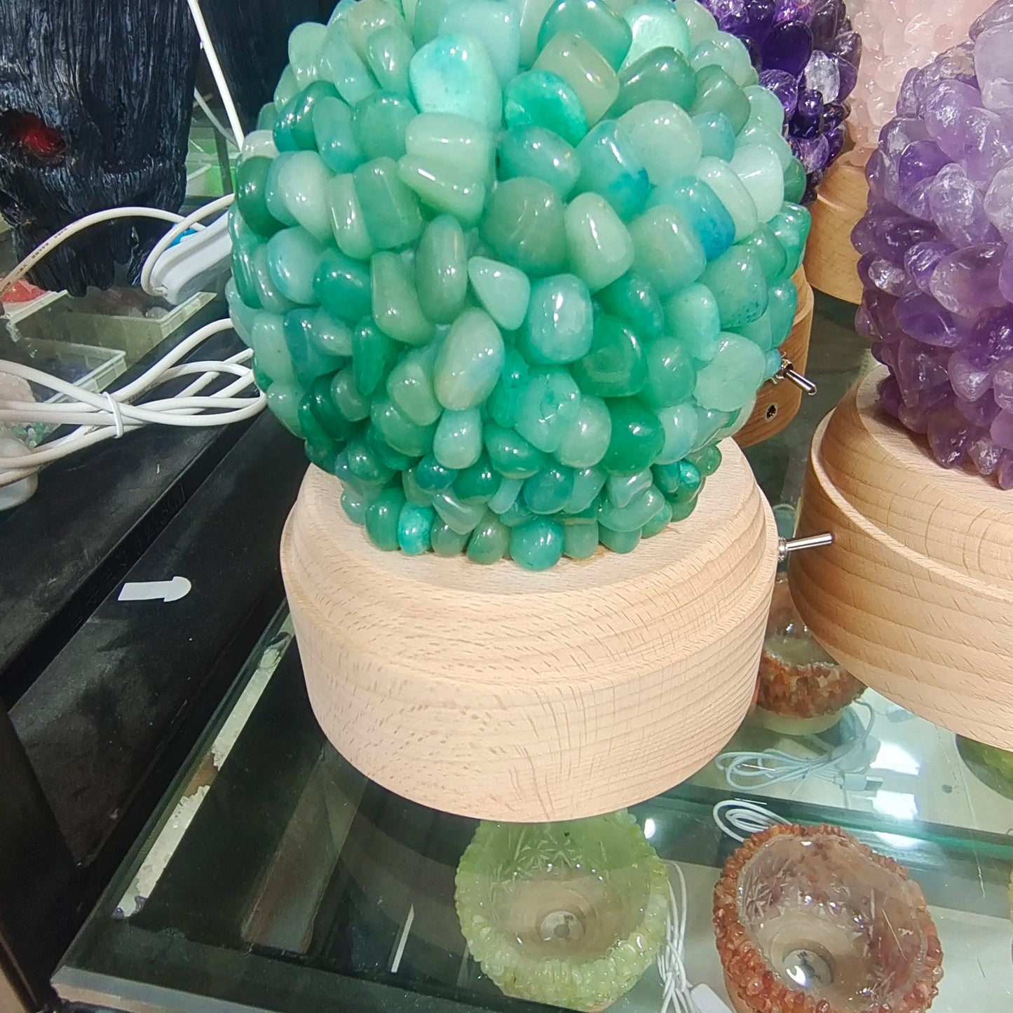 Natural Amethyst Quartz Crystal Gemstone Table Lamp Meditation Healing Crystal Cluster Specimen Home Decor Night Light Gift
