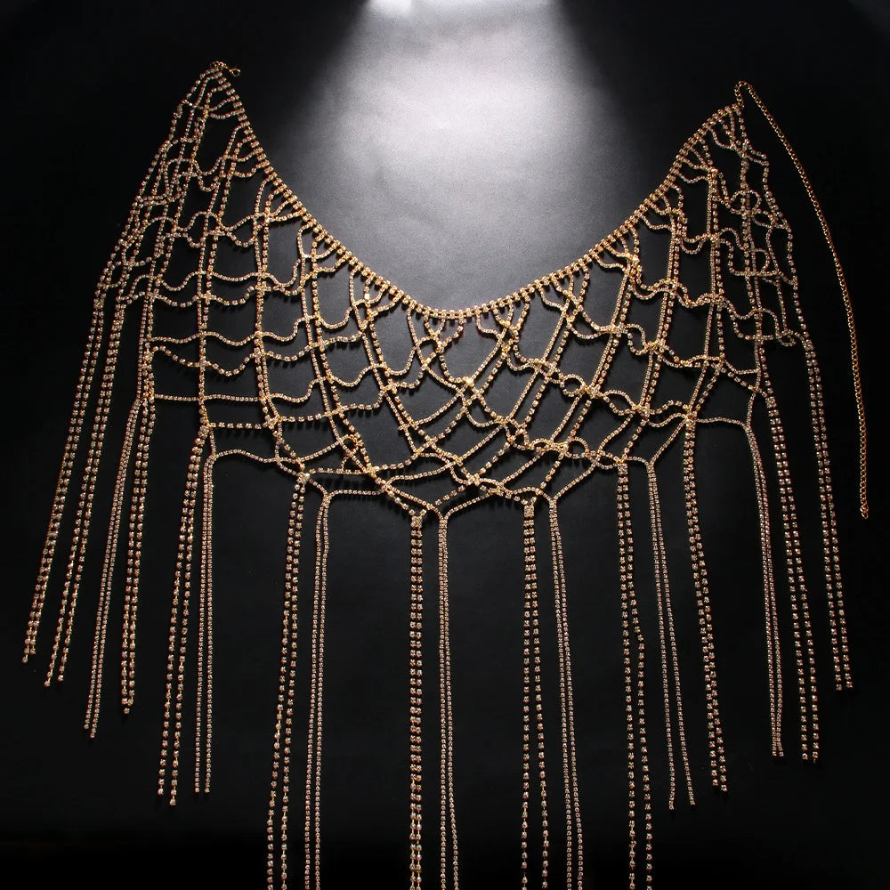 New Crystal Sexy Net Skirt Bling Rhinestone Waist Chain Clubwear Party Body Chain Women Rave Festival Outfit