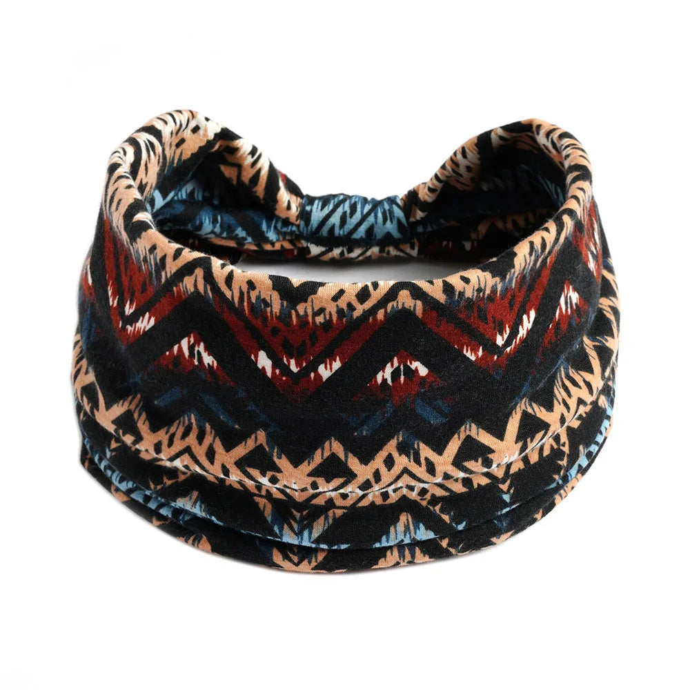 Bohemian Style Elastic Hair Bands Yoga Headband Women Headwear Print Vintage Cross Unisex Scrunchies Hair Accessories