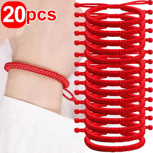 Handmade Tibetan Buddhist Lucky Rope Bracelets Bangles Black Red Thread Adjustable Knots Bracelet for Women Men Wrist Jewelry